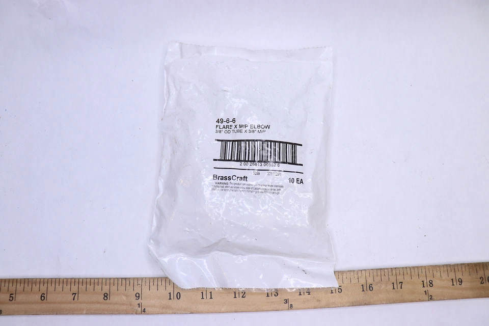 (10-Pk) BrassCraft Flare Elbow Brass 600 to 3000 Psi 3/8" OD x 3/8" MIP 49-6-6 - Image 1 of 1