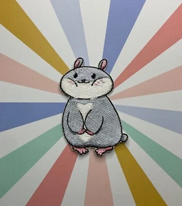 Embroidered iron on patch: Tam the Tiny Hamster Smug face. - Picture 1 of 2