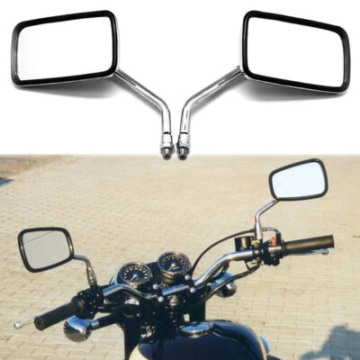 Pair 10mm Rectangle Chrome Motorcycle Mirror For Honda Rebel 250 300 450 500 Foto 1 de 4