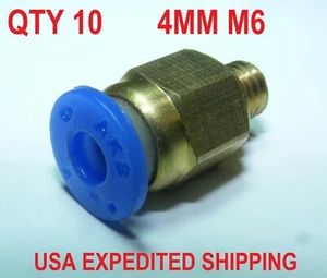 TUBO X10 4MM X M6 MACHO Roscado Neumático CONEXIÓN RÁPIDA LIBERACIÓN AIRE ACCESORIO EE. UU. - Imagen 1 de 8