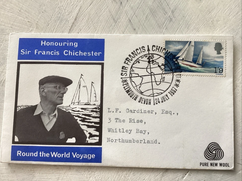 GB QEII 1967 Sir Francis Chichester Pure New Wool Wessex FDC Large Plymouth SHS - Image 1 of 2