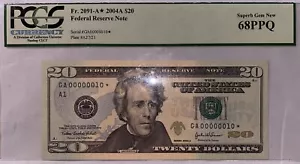 ⭐️2004⭐️STAR⭐️$20 BOSTON Fed Reserv Note👀⭐️VERY LOW SERIAL⭐️68 PPQ Gem Uncir⭐️ - Picture 1 of 8