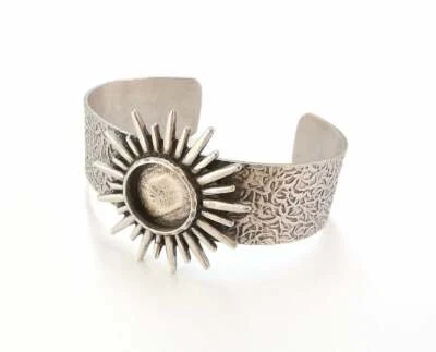Pulsera Sol Redonda Plata Brazalete en Blanco Ajustable Plata Antigua Latón G20383 Foto 1 de 4