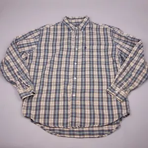 Ralph Lauren Jeans Button Up Shirt Large Flannel Multicolor Plaid Flag Logo - Picture 1 of 9