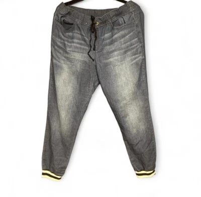 Женские штаны для бега Juicy Couture размер L синие шамбре в полоску манжеты Y2K #040 - Изображение 1 из 4