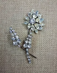 Large vintage rhinestone flower brooch - Picture 1 of 7