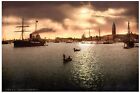 5677.Porto di Venezia.calm river.two fishing boats.POSTER.Decoration.Graphic Art