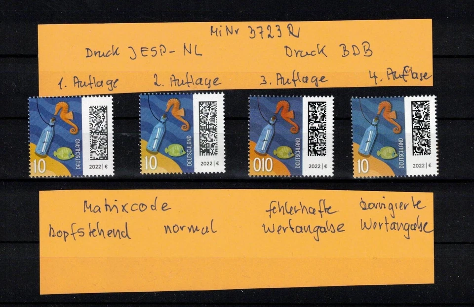 FLASCHENPOST Bund MiNr 3723R alle 4 Varianten - postfrisch - Bild 1 von 1