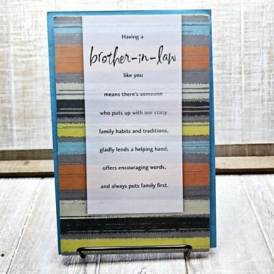 Tarjeta de cumpleaños American Greetings para cuñado a rayas azul naranja Foto 1 de 4