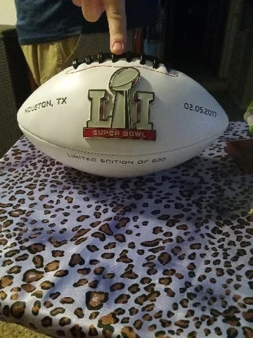 Super Bowl 51 LI  NFL Full Size Football Patriots Falcons W/ Glass Display Case Cover