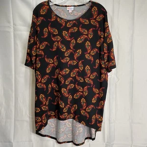 LuLaRoe Irma T-Shirt Damen S Kurzarm Tunika Top High Low Schwarz Paisley Neu mit Etikett - Bild 1 von 15