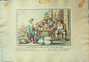 Grabado a mano Carlo Lasinio (1759-1838) de Quattro Proverbi c1788 - Imagen 1 de 4