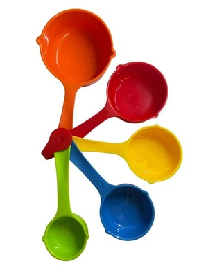 5pcs Colorful Measuring Spoon Set–Durable Plastic, Easy-Pour Spouts, Baking Tool - Image 1 of 4