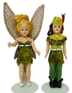 FIRST TINKER BELL & PETER PAN DOLLS, H.P., 7.5 IN. DUCHESS FOR DISNEY, 1953 - Picture 1 of 7