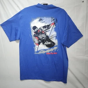Marlboro Adventure Team T-Shirt Skifahren Make The Run Vintage 1990er Herren XL blau - Bild 1 von 8