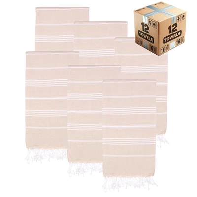 Toallas de playa turcas, estuche a granel de 12 | De gran tamaño, secado rápido, sin arena | 100 % C Foto 1 de 4