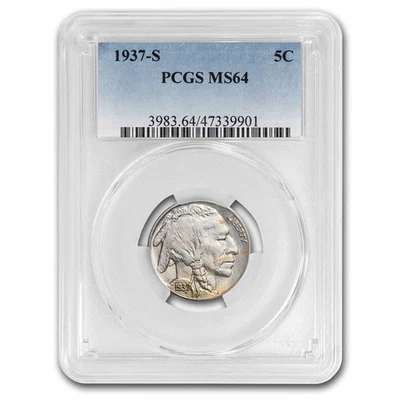 1937-S Buffalo Nickel MS-64 PCGS - Image 1 of 3