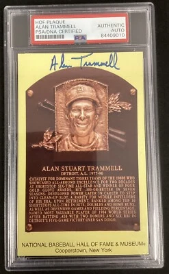 Alan Trammell Signed Gold Plaque HOF Postcard Yellow Tigers Autograph PSA/DNA - Image 1 of 2