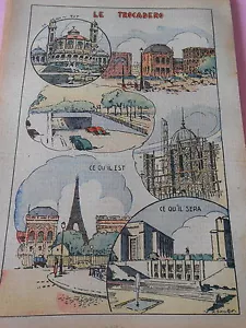 Paris Le Trocadéro Tour Eiffel dessin Print 1936 - Foto 1 di 1