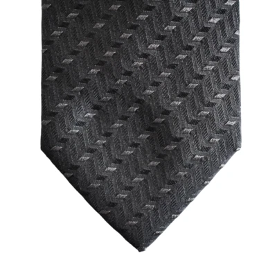 $160 Nueva Corbata ARMANI COLLEZIONI Negra/Gris 100% SEDA DELGADA Foto 1 de 4