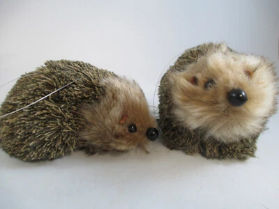 Kurt Adler Brown Plush Hedgehog Holiday Christmas Ornament Set of 2 - Image 1 of 3