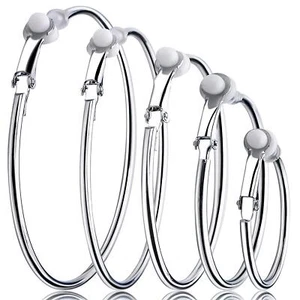 5 Pairs Silver Clip on Earrings Hoop Non Piercing Women Clip Earrings for Wom... - Picture 1 of 7