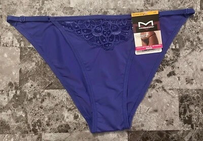 BRAGAS DE BIKINI NUEVAS CON ETIQUETAS MAIDENFORM PEQUEÑAS AZULES DE ENCAJE LISO CORREA AJUSTABLE CADENA Foto 1 de 3