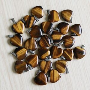 Natural tiger eye heart pendant crystal stone pendant charms jewelry making 30pc