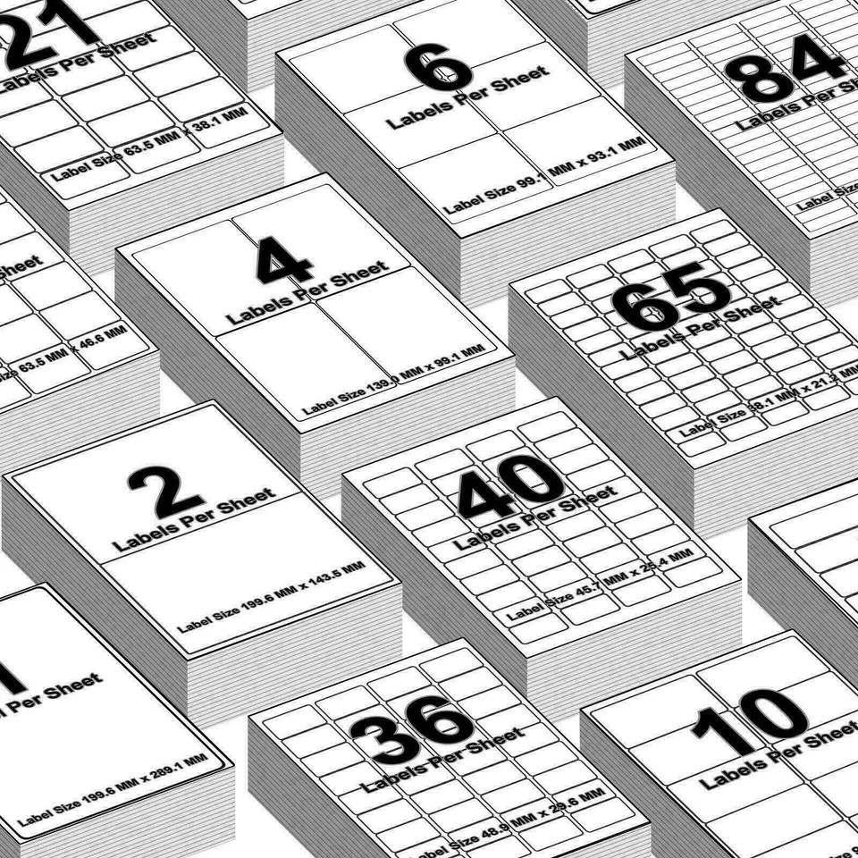 CRAZY4FONES A4 Sheets White Address Sticky Shipping Labels A4 Stickers Printer Self Adhesive