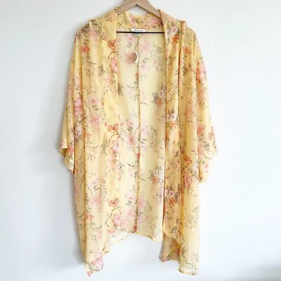 Nuevo con etiquetas Kimono American Eagle Mujer O/S Transparente Floral Frente Abierto Cottagecore Romántico Foto 1 de 4