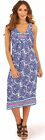 Blue & White Slip on Summer Beach Holiday Tunic Sun Dress Size Small 8/10/12