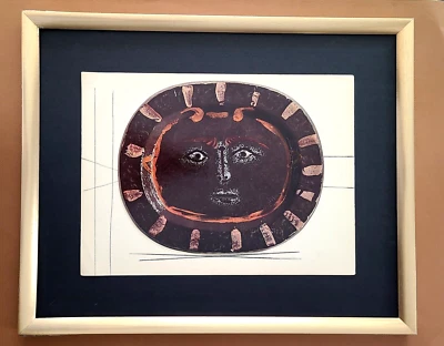 PABLO PICASSO HERMOSO ESTAMPADO DE CERÁMICA VINTAGE 1948 ENMARCADO + GRANDE 16X20 pulgadas Foto 1 de 3