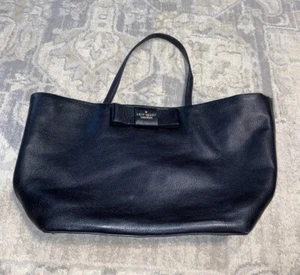 Kate Spade Womens Leather Bow Front Top Handles Tote Bag Black Large Handbag - Picture 1 of 7