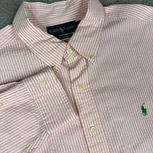 Camisa Ralph Lauren Para Hombres 2XL XXL Rosa Blanco Rayas Calce Clásico Poni con Botones - Imagen 1 de 10