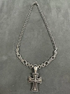 Carolyn Pollack Sterling Silver Necklace & Cross - Picture 1 of 7