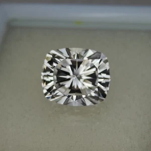 Precision Cut, 7.40 Ct Lab White Sapphire, 12x10 MM Cushion Cut White Sapphire - Picture 1 of 4