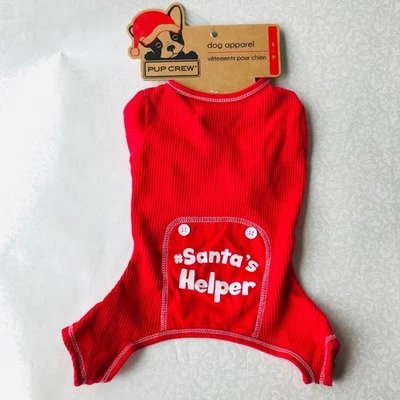 Dog Pup Crew  Santa's Helper Holiday Dog Apparel  Red  Size :  S (14"-17") - Image 1 of 4
