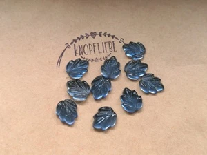 🍂Nr. C71a-Deutsche Vintage Glascabochons 10 St. Blaue Blätter 11 × 9 mm🍂 - Picture 1 of 1