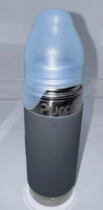 Kiki 7 oz biberon grigio in acciaio inox isolato include silicone - Foto 1 di 10