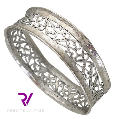 Brazalete Brazalete Floral Filigrana Plata Esterlina 925 Como Nuevo Or Paz 8.5 pulgadas Foto 1 de 4