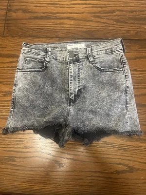 Pantalones Cortos Vaqueros Garage Para Mujer 5 27 Negros De Colección Corte Envejecido Tiro Alto Fray Foto 1 de 4