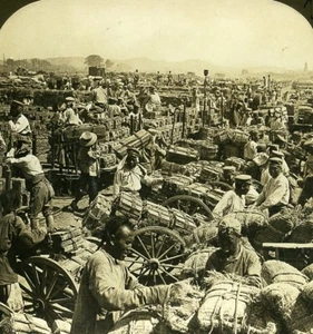 China Manchuria Japanese Troops from train Teih Ling White Stereoview Photo 1900 - Picture 1 of 3