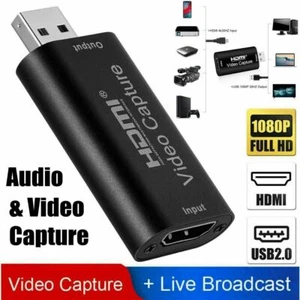 HDMI to USB 2.0 Video Capture Card 1080P HD Recorder Game/Video Live Streaming A - Picture 1 of 11