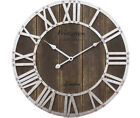 Large Wooden Wall Clock 3D Frame Roman Numeral Rustic Industrial Clock, 60cm