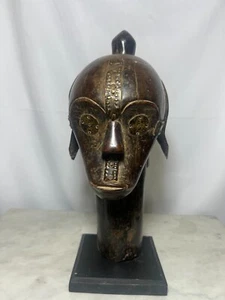 Hand Craved Fang Betsi „Ntumu“ reliquary head 12"X6"X6" African Art Deco - Picture 1 of 14