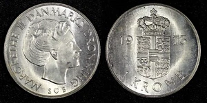 Dänemark Margrethe II Kupfer-Nickel 1973 1 Krone Stempelglanz getönt KM# 862.1 (27 269) - Bild 1 von 3