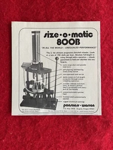 Vintage 1976 Print Ad Ponsness-Warren 800B Size O Matic Reloader Munition Ad - Bild 1 von 7