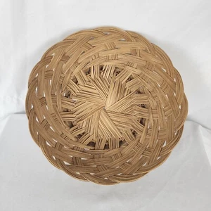 Vintage Scallop Weave Wicker Basket Wall Decor Storage Boho Neutral Rattan Bowl - Picture 1 of 7