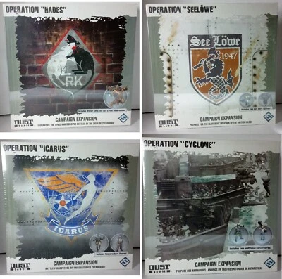 New Dust Tactics Operation Cyclone, SeeLowe, Hades, and Icarus Campaign Lot of 4 - Image 1 of 4