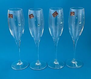 4 x flûtes à champagne en cristal Le Monde avec cristaux Swarovski